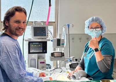 Two veterinarians doing surgery